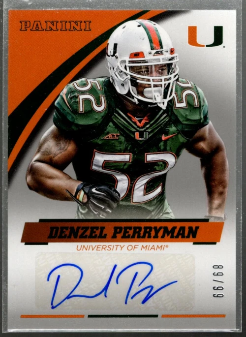 A3862- 2015 Panini Miami Autographs Silver #103 Denzel Perryman Auto /99 SAMPLE - Image 1 of 2