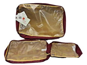 Samantha Brown Burgendy Luggage Microfiber Packing Cubes 3-pc Organizer Set - Picture 1 of 6
