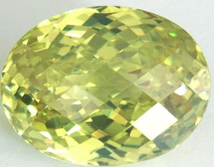 Top Apple Green Oval Checkerboard Brilliant CZ AAAAA, Sizes 7.5x6 - 14.5x11 mm - Picture 1 of 16