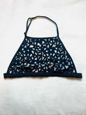 Blue Life Bikini Top High Neck Black and Tan Floral Size Small - Image 1 of 4