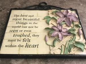 Ceramic & Metal wall plaque with quotation& Flower Design (used ) - Picture 1 of 5