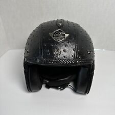 🔥🚨Black Leather Motorcycle Helmet 3/4 Face M DOT USA Stock!!  New! Rare!