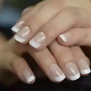 24Pcs Short Oval French Press On Nails – Glossy Mixed+ gel tabs & file + bonus - Picture 1 of 2
