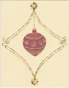 Christmas Card with Envelope - Glitter & Foil Ornament 4" X 5.25" - Picture 1 of 5