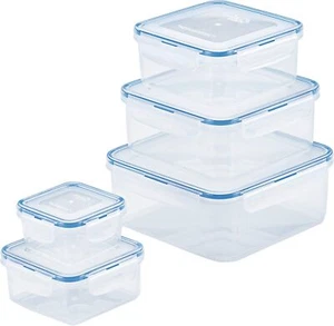 Easy Essentials Food Storage lids/Airtight containers, BPA Free, 10 Piece - Squa - Picture 1 of 10