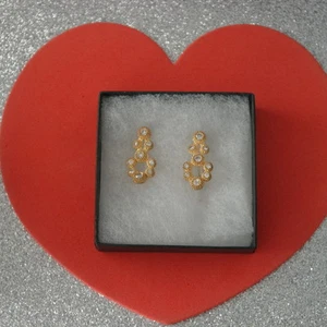 Beautiful 925 Silver Earrings with White Topaz 4.1 Gr. 2.5 Cm.Long In Gift Box - Picture 1 of 9