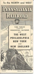 Railroad Timetable - Pennsylvania - 17/12/55 - To the North and West - Bild 1 von 1