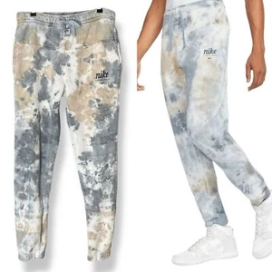 Nike Jogginghose Jogger Batik Herren Gr. Small Streetwear sportlich weiß hellbraun grau - Bild 1 von 14