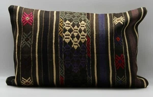 Handmade Turkish Decorative Vintage Kilim Pillow Cover 16'' X 24''(40X60 cm) - Picture 1 of 4