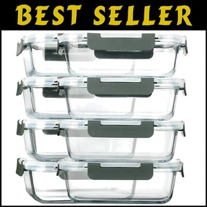 Durable 30 Oz Borosilicate Glass Containers - 8 Pack with Space-Saving Design - Picture 1 of 9