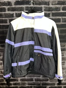 Chaqueta de esquí Obermeyer para mujer blanca negra púrpura Josie talla 18 snowboard esquí cálida - Imagen 1 de 8