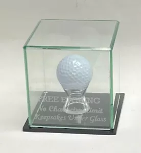 Golf Ball Personalized Hole in One Etched Glass Display Case - Picture 1 of 2