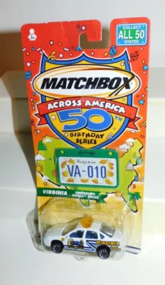 MATCHBOX ACROSS AMERICA 50TH BIRTHDAY #10 VIRGINIA CHEVROLET IMPALA POLICE - Image 1 of 4