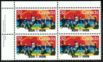 Canada sc#1010 Montreal Symphony : Orchestra Concert, UL Imprint Block, Mint-NH - Image 1 of 2
