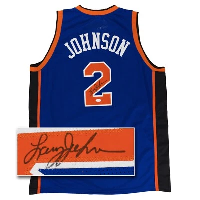 Larry Johnson Signed Jersey (JSA COA) Blue New York Knicks NBA Custom Basketball - Image 1 of 4