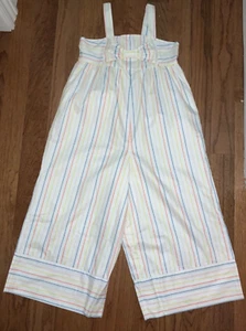 Janie and Jack~Aerin Girls Striped Wide Leg~ Fully Lined~Bow Romper~Size 12 - Picture 1 of 4