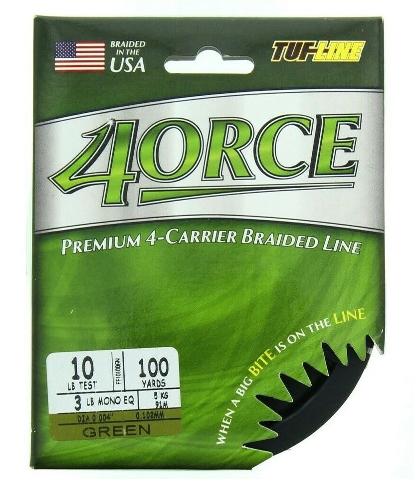 Línea de pesca trenzada Tuf-Line 4Orce Premium 4 portadores máxima resistencia, verde Foto 1 de 1