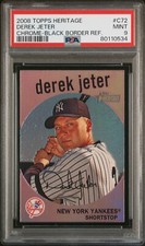 2008 TOPPS HERITAGE CHROME C72 DEREK JETER BLACK BORDER REFRACTOR PSA 9 YANKEES