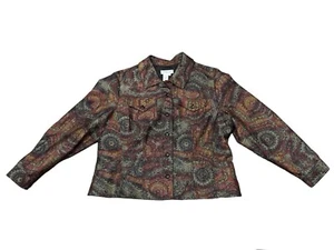 Coldwater Creek Button Front Jacket Women’s Sz XL Fall Colors Artsy Boho in EUC - Picture 1 of 8
