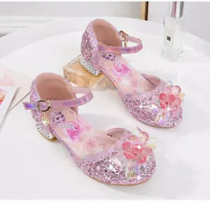 NIÑOS NIÑAS ELSA PRINCESA VESTIDO ELEGANTE FIESTA LENTEJUELAS PERFORACIÓN Elsa ZAPATOS SANDALIAS AU - Imagen 1 de 37