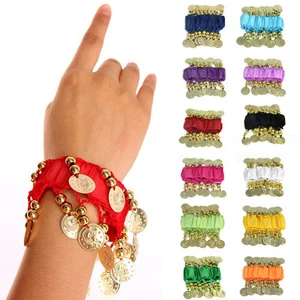Nuevo 1 Par de Brazalete Pulsera Danza Vientre Brazo Brazo Monedas de Oro Vendedor de EE. UU. - Imagen 1 de 18