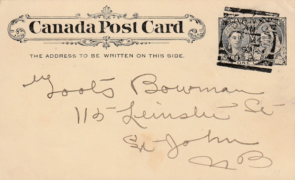Canada INDIANTOWN NB Squared Circle QV 1c Jubilee Post Card 1897 AM LATEST LRD - Image 1 of 1