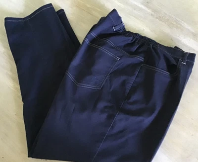 Calça elástica Bob Mackie 1x azul marinho 4 bolsos algodão IMPECÁVEL - Imagem 1 de 4