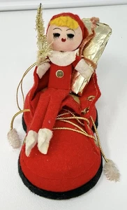 Vintage Pixie Elfe im Weihnachtsmannstiefel Filz Mid Century Modern Japan Weihnachtsschmuck - Bild 1 von 11