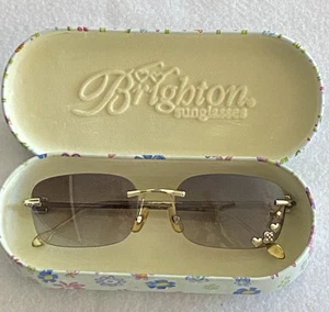 Brighton Sunglasses Rimless Gold Tone With Flowered Case *Ships Free* - Picture 1 of 6