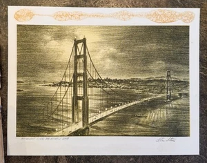 Mondlicht über der Golden Gate Bridge Druck signiert von Alec Stern 13x17 - Bild 1 von 4
