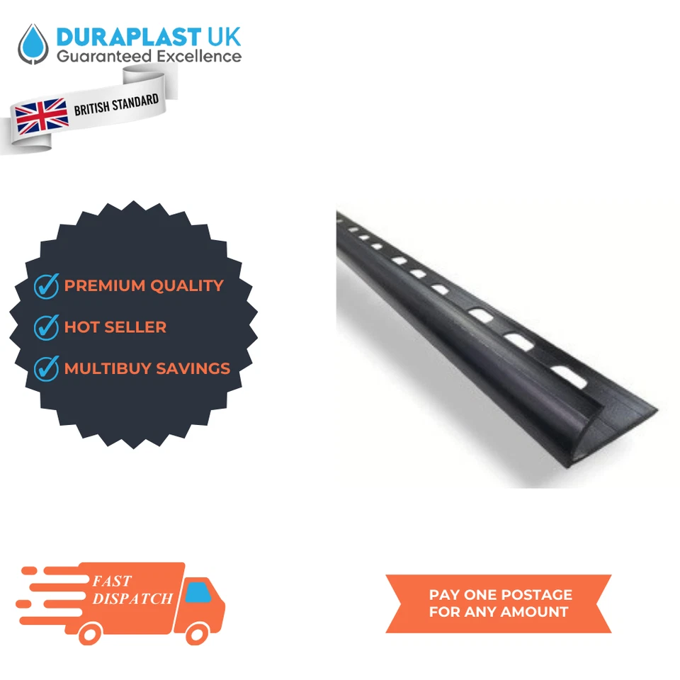 Tile Trims Plastic Round Shape 8mm 10mm 12mm 14mm Black Plastic Quality - Image 1 of 1