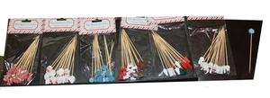 16 Ct 4.7" Bamboo Festive Christmas Winter Appetizers Picks, 6 designs to choose - Picture 1 of 14