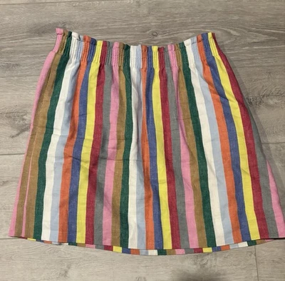 Женская юбка J Crew размер 10 полос мини льняная смесь цветная. Б/у в отличном состоянии - Изображение 1 из 4