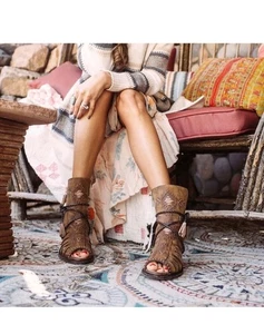 Miss Macie Boots Inspired Collection Singing Brook Leather Peep Toe Booties 10M - Picture 1 of 8