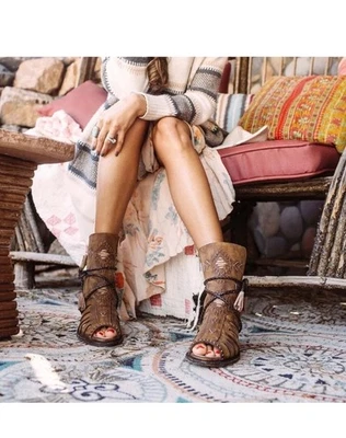 Miss Macie Boots Inspired Collection Singing Brook Leather Peep Toe Booties 10M - Image 1 of 4