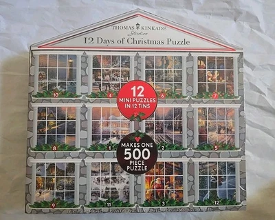 Mini rompecabezas y latas Thomas Kinkade 12 días de Navidad hace 1 (500 piezas) rompecabezas Foto 1 de 4