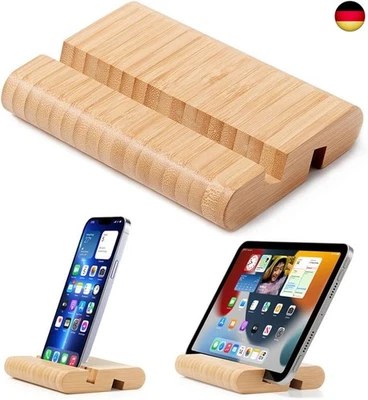 Tablet Ständer Bambus, Handy Halterung Holz Tablet Halterung Tisch, Tablets  - Bild 1 von 3