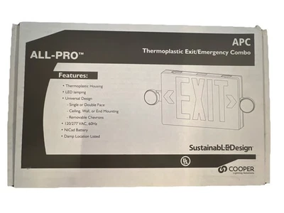 Cooper Lighting All-Pro™ APC7G Thermoplastic Exit/Emergency Combo - Image 1 of 3
