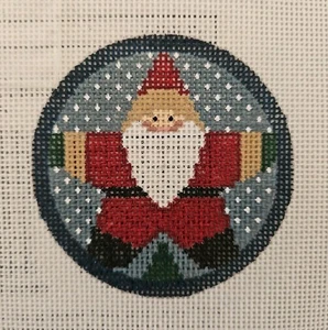 AT SANTA ORNAMENT 18ct Mono Handpainted Needlepoint Canvas & Stitch Guide LTK  - Picture 1 of 6