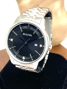 Bulova Herrenuhr 96D151 Quarz Diamant Akzent schwarzes Ziffernblatt Edelstahl 41mm - Bild 1 von 12