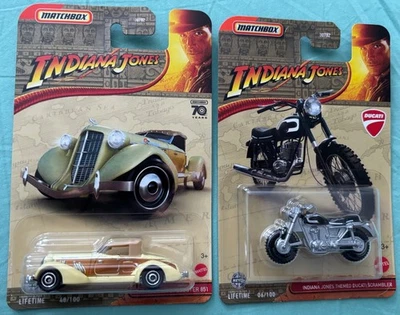MATCHBOX INDIANA JONES LOT OF 2 AUBURN SPEEDSTER & DUCATI SCRAMBLER - Image 1 of 3