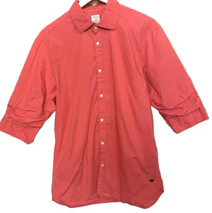 Scotch & Soda Womens Button Blouse Size L Salmon Puff Sleeve Preppy Golf Resort - Picture 1 of 11