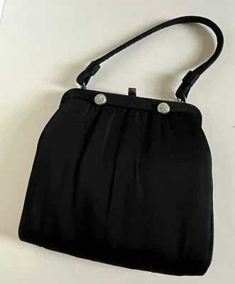 Bolso de Mano After Five Vintage Años 50 Negro Seda Cóctel Noche Excelente Estado Foto 1 de 4