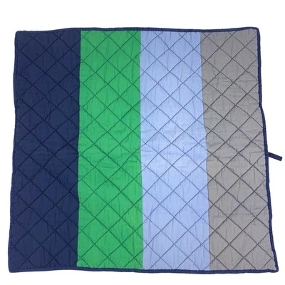 Funda de almohada Pottery Barn Kids bloque rayas azul falso gris verde algodón 26x26 nueva Foto 1 de 4