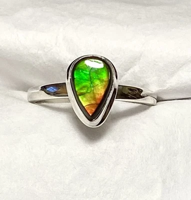 Natural Canadian Ammolite Ring 925 Sterling Silver Size 8🌹 - Image 1 of 4