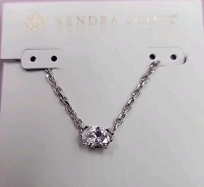 NUEVO Collar Colgante Kendra Scott Cailin Plata en Circonita Blanca Rodio sobre Latón Foto 1 de 4