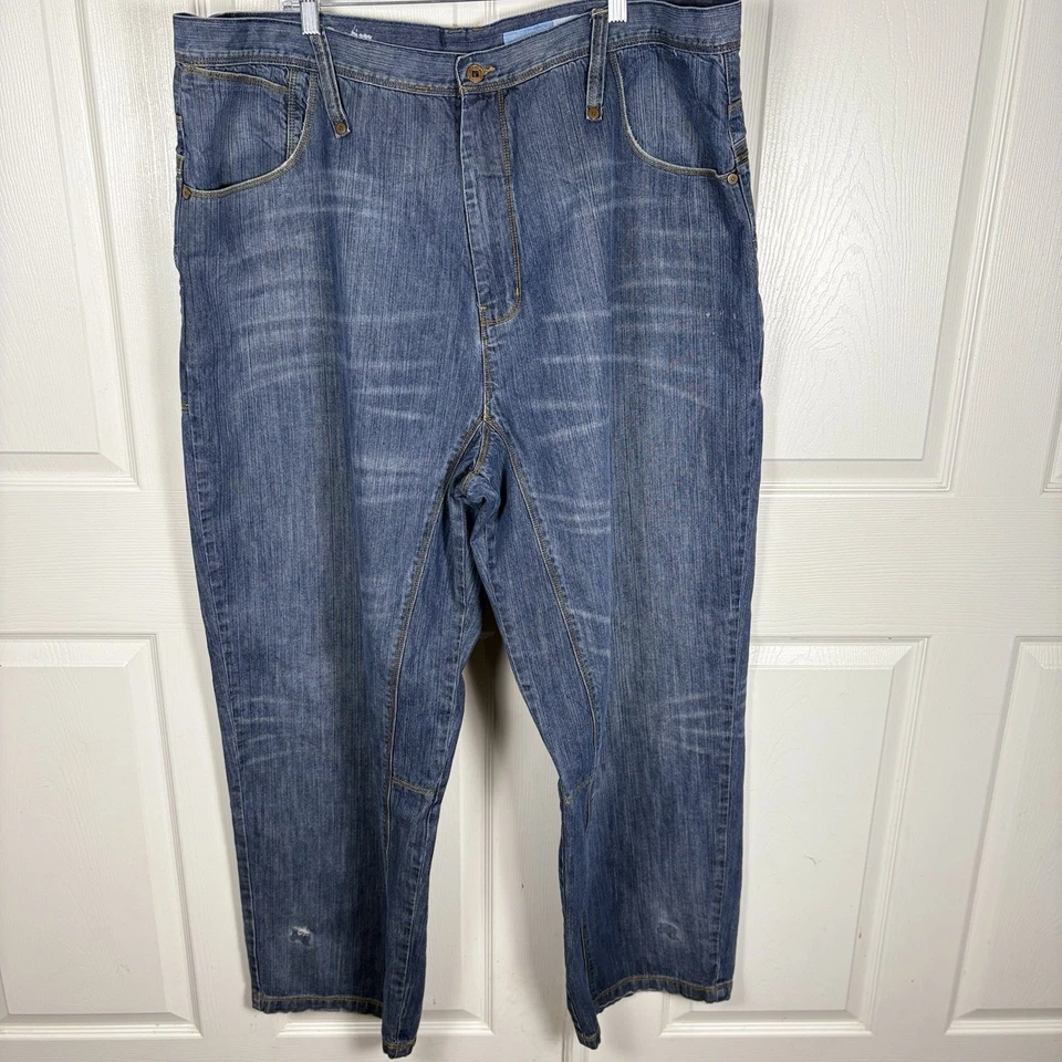 Azzure Jeans Mens Size 48x34 Blue Baggy Straight Leg Zip Pockets Love The Denim - Image 1 of 4