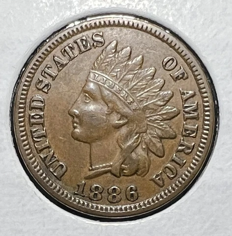 1886 Type 1 Tough Date Indian Head Cent grades at Choice EF  Lot 79 Cover