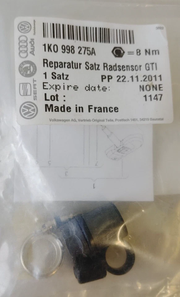 Novo Kit de Serviço de Sensor TPMS Volkswagen 2006-2011 Fabricante de Equipamento Original 1K0998275A - Imagem 1 de 1