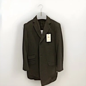 Harvey And Jones Mens Black Wool Tailored Fit Overcoat- Size: UK38R New With Tag - Picture 1 of 12